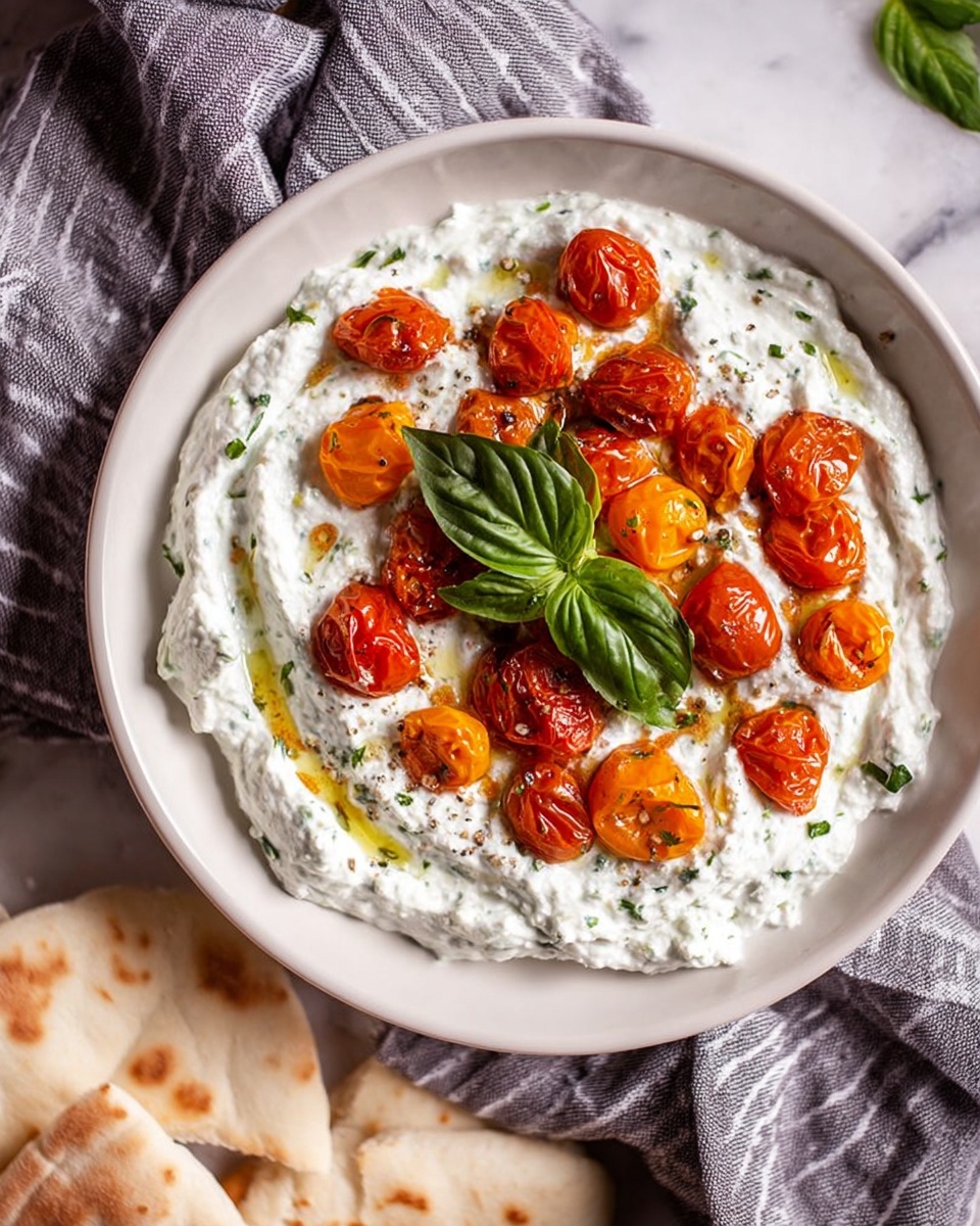 Garlic Greek Yogurt Dip with Roasted Little Tomatoes Recipe - Recipe Image