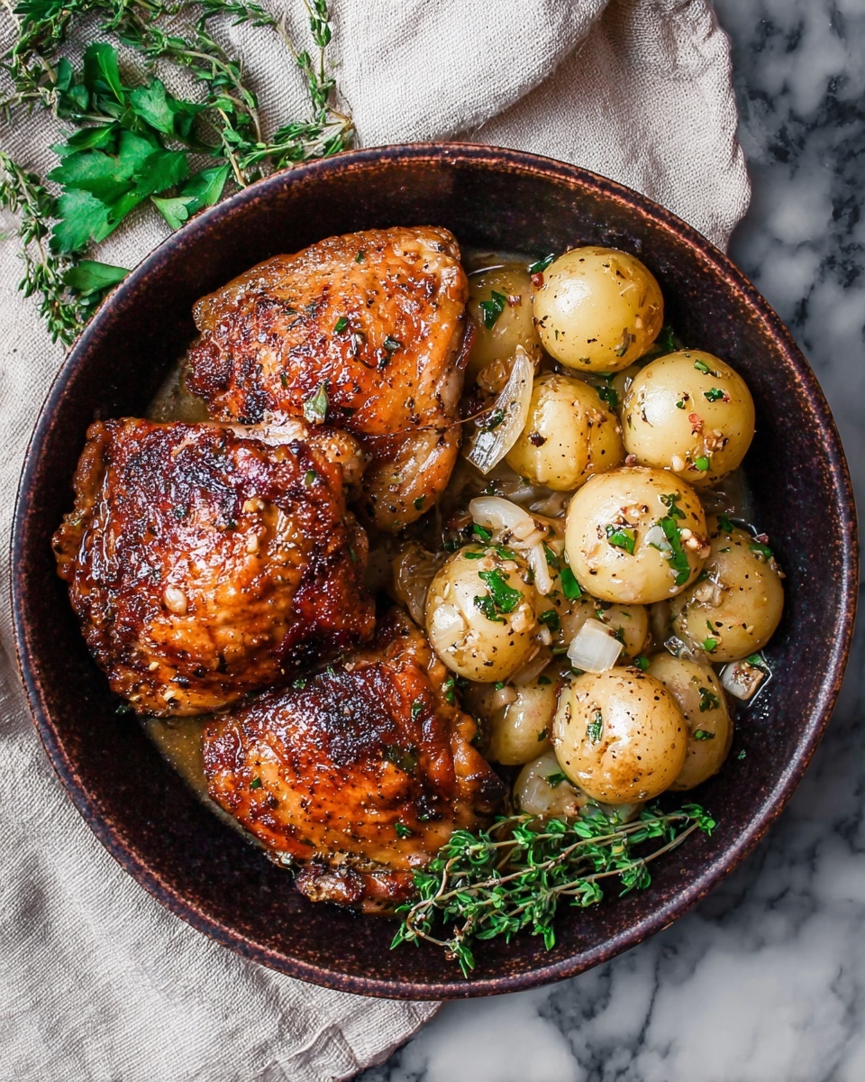 Crispy Lemon Herb Chicken and Potatoes Recipe - Recipe Image