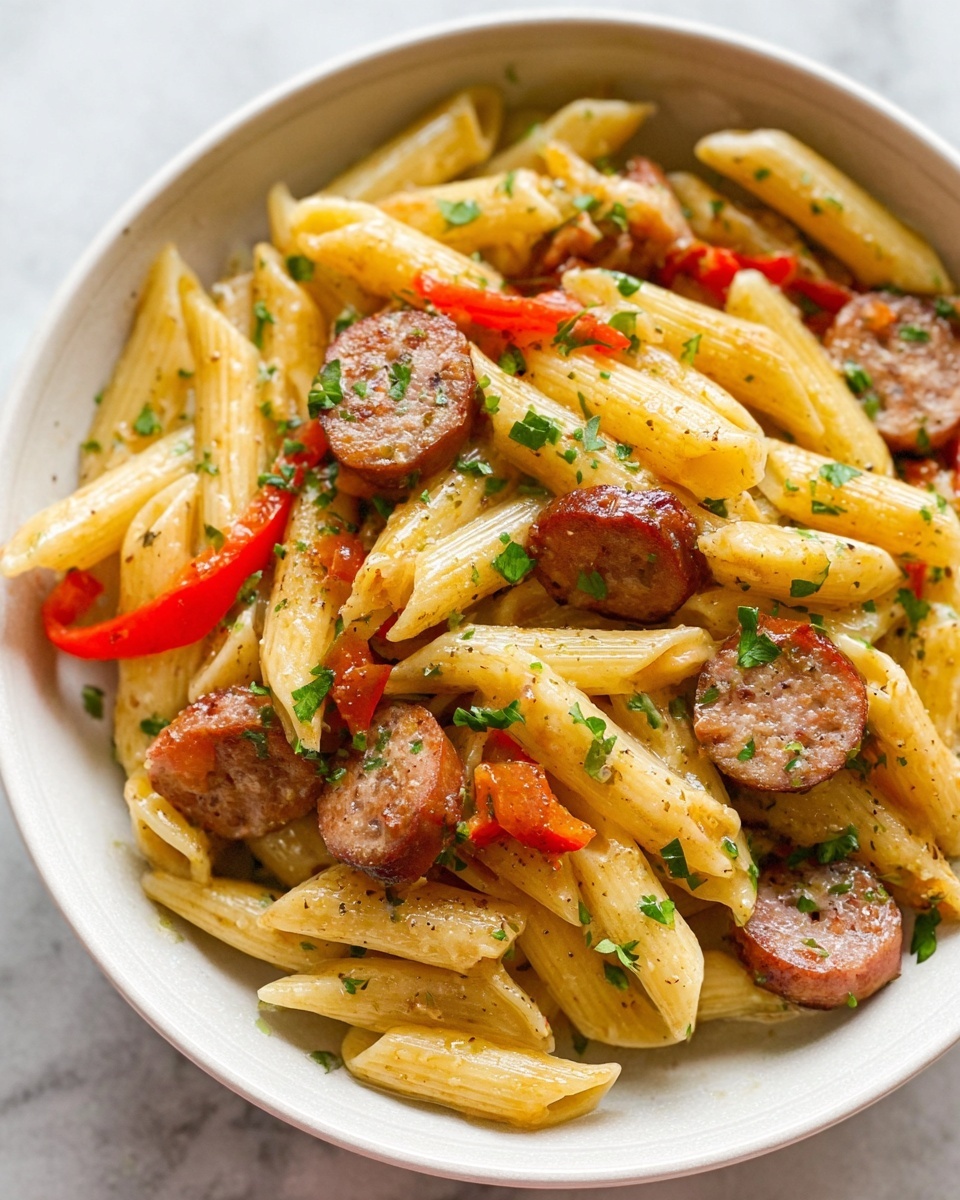 Balsamic Smoked Sausage Pasta Recipe - Recipe Image