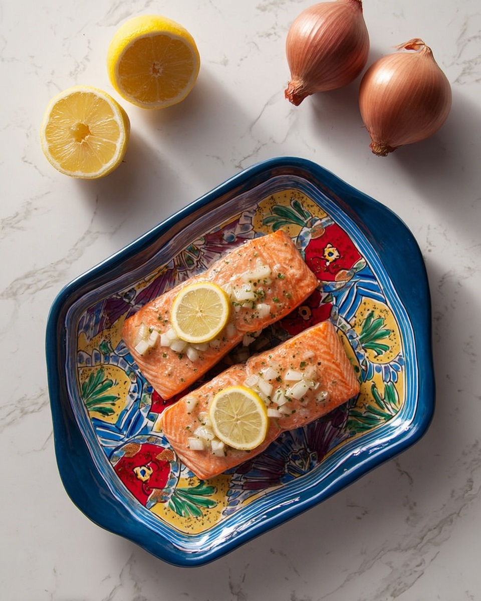 Baked Salmon with Lemon Shallot Butter Sauce Recipe - Recipe Image
