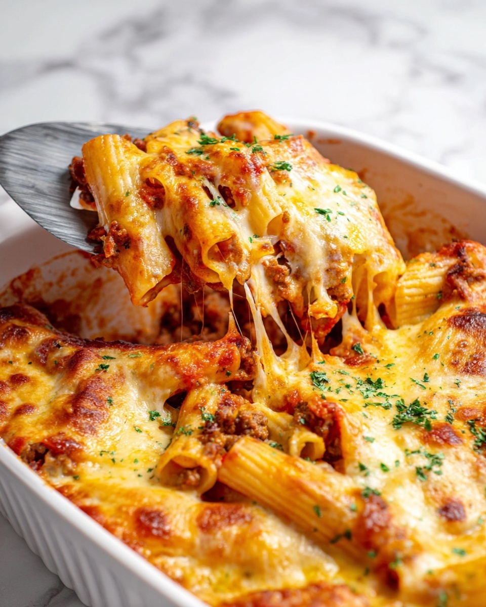 Four Cheese Baked Rigatoni with Italian Sausage Recipe - Recipe Image
