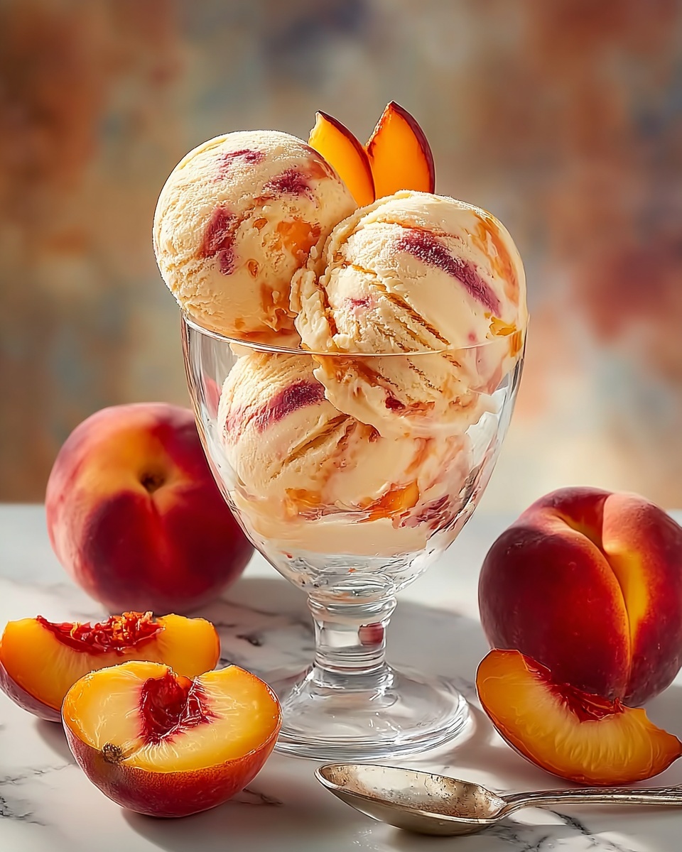 Honey Roasted Peach Frozen Yogurt Recipe - Recipe Image