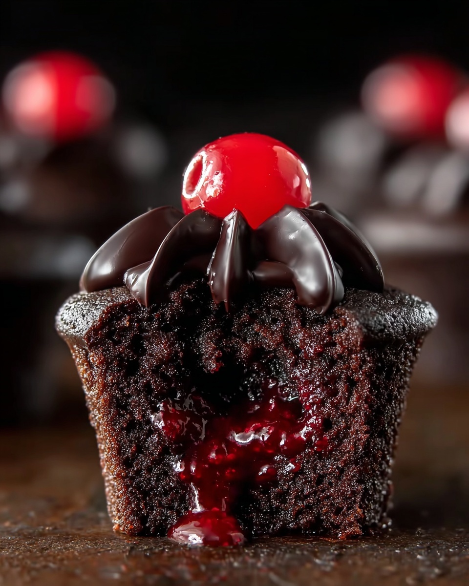 Sinister and Stunning Bleeding Halloween Black Cupcakes Recipe - Recipe Image