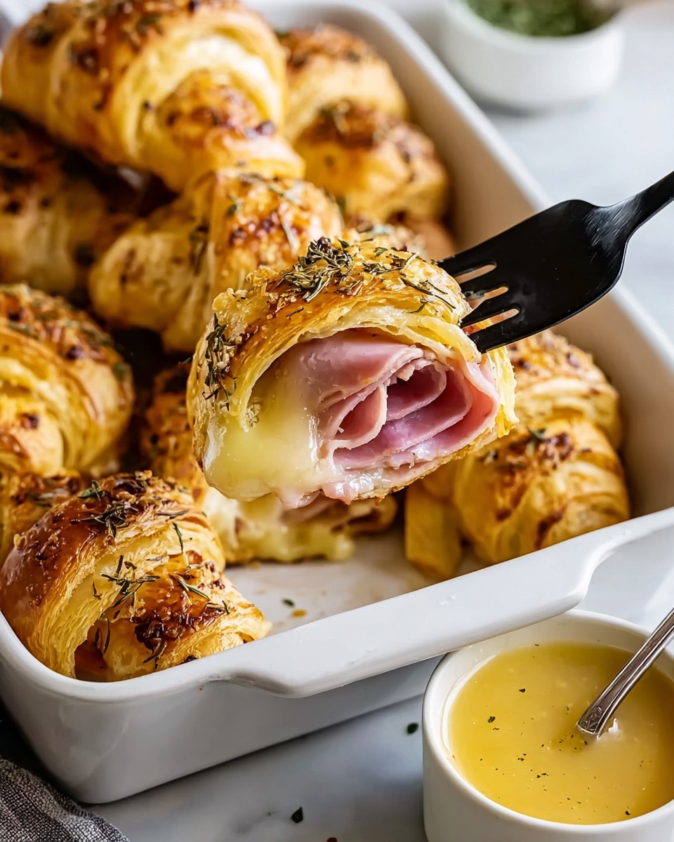 Easy Baked Ham and Cheese Croissants Recipe - Recipe Image