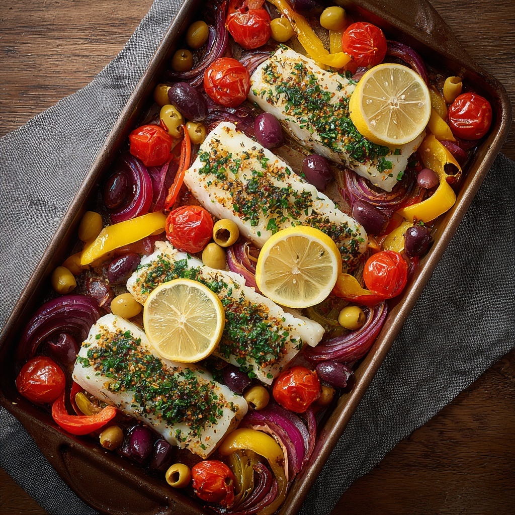 Mediterranean Baked Fish Recipe - Recipe Image