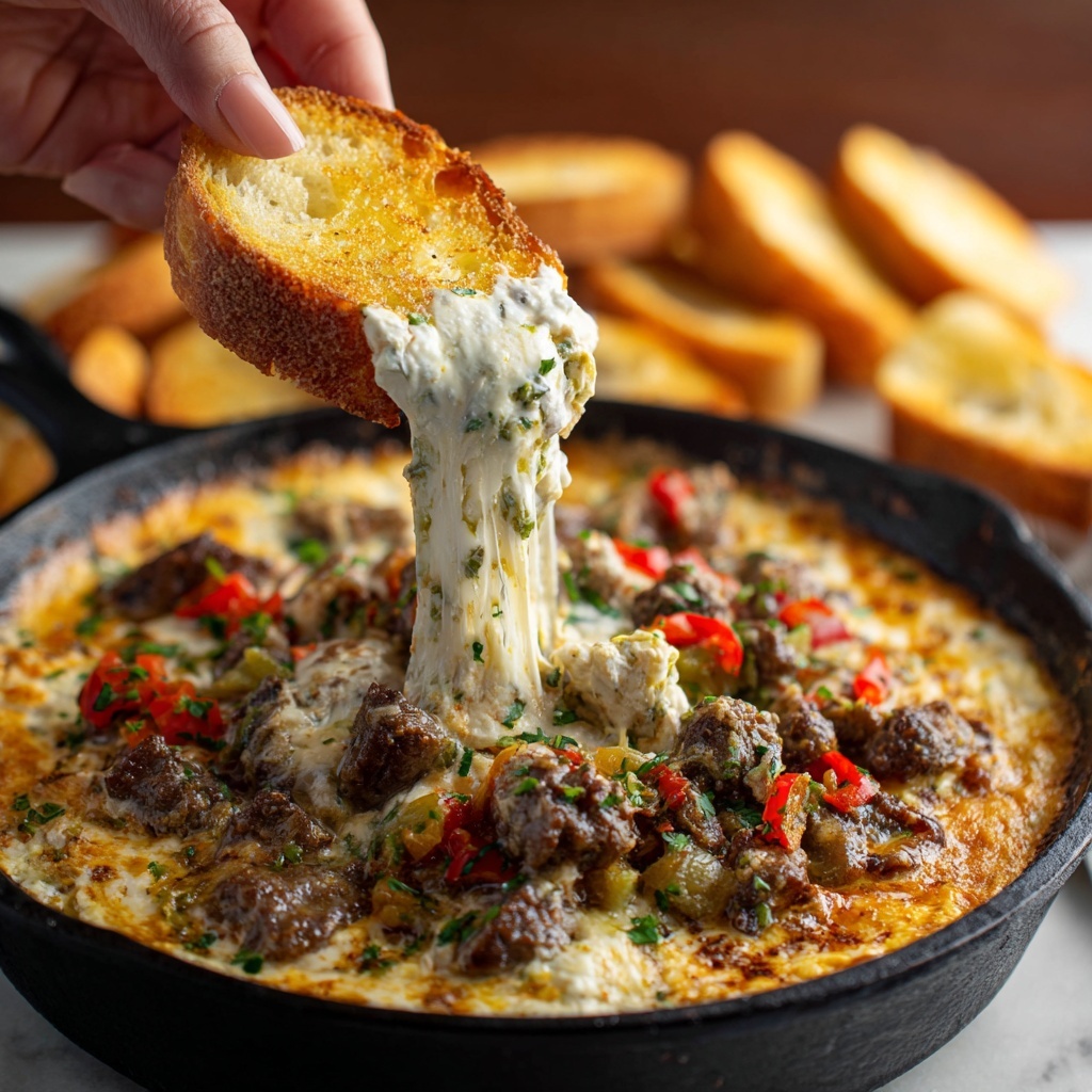 Philly Cheesesteak Dip Recipe - Recipe Image