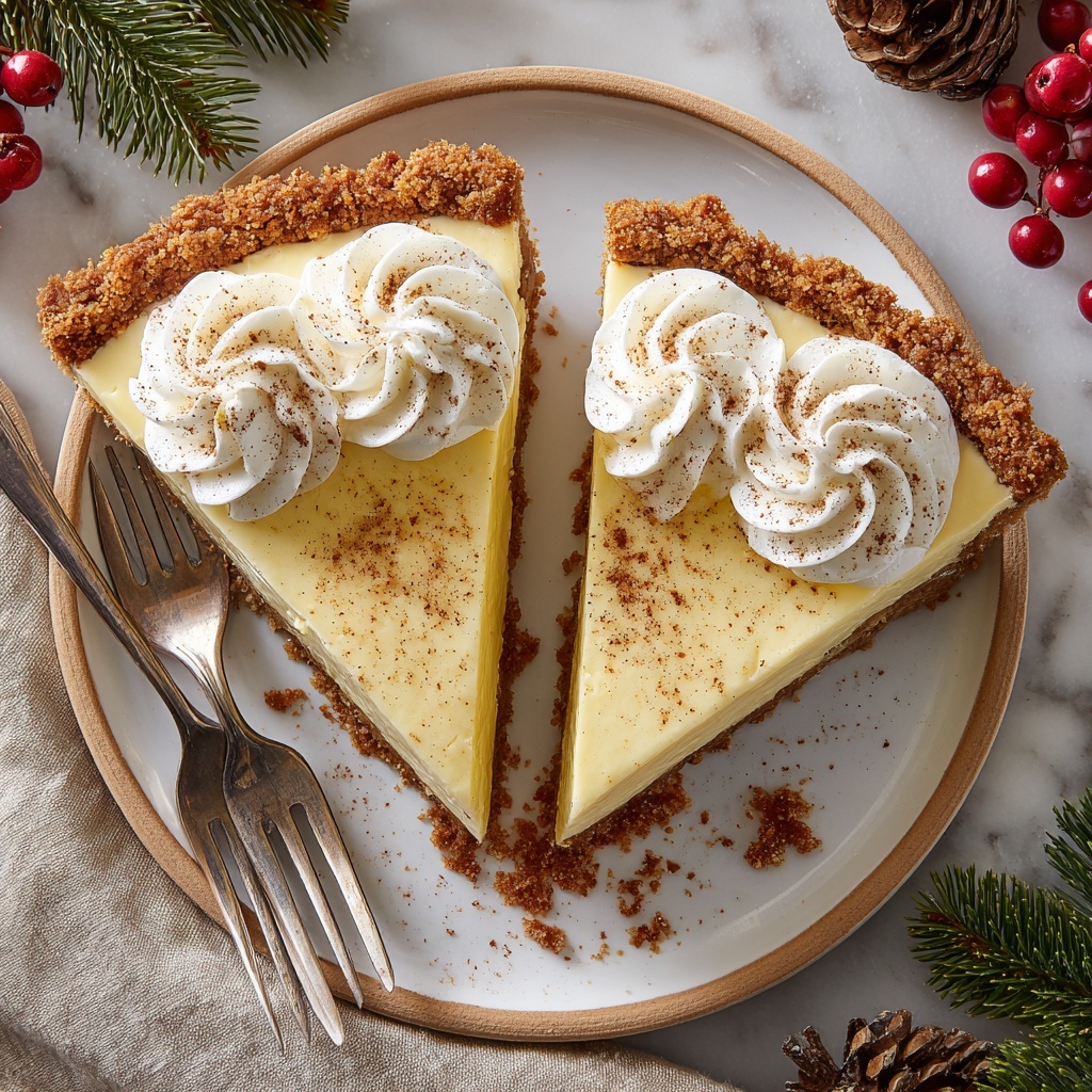 Chilled Eggnog Pie: Creamy, Spiced Holiday Dessert with a Festive Twist Recipe - Recipe Image