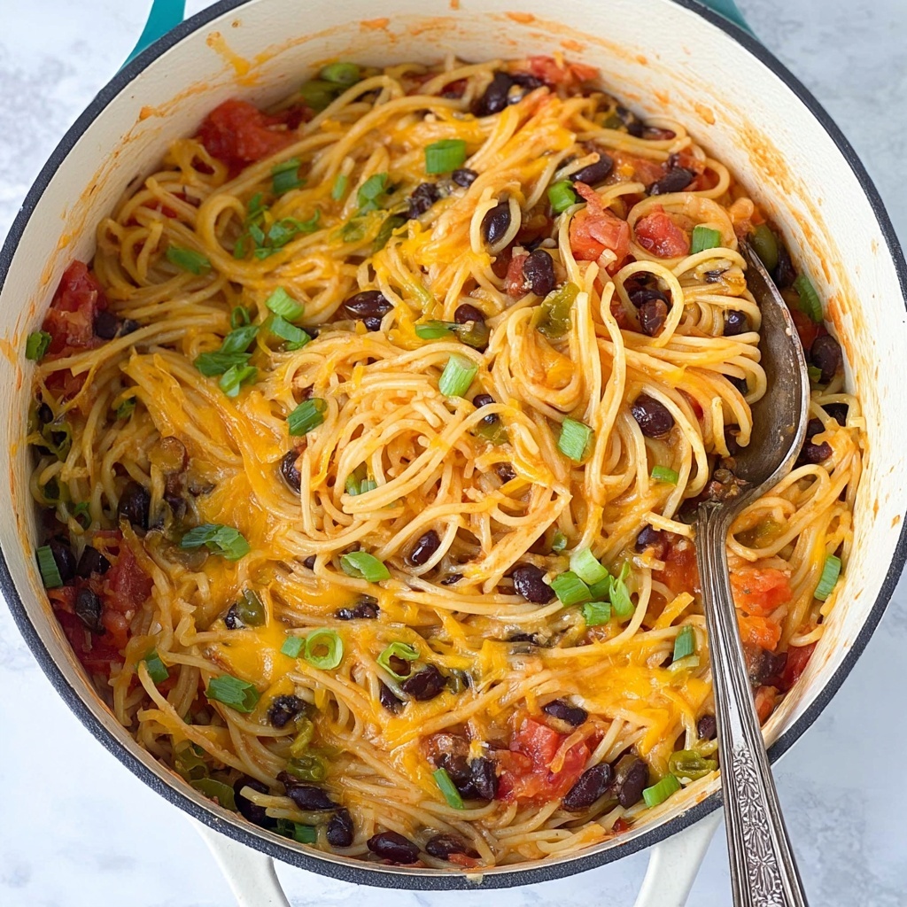 One-Pot Black Bean Taco Spaghetti Recipe - Recipe Image