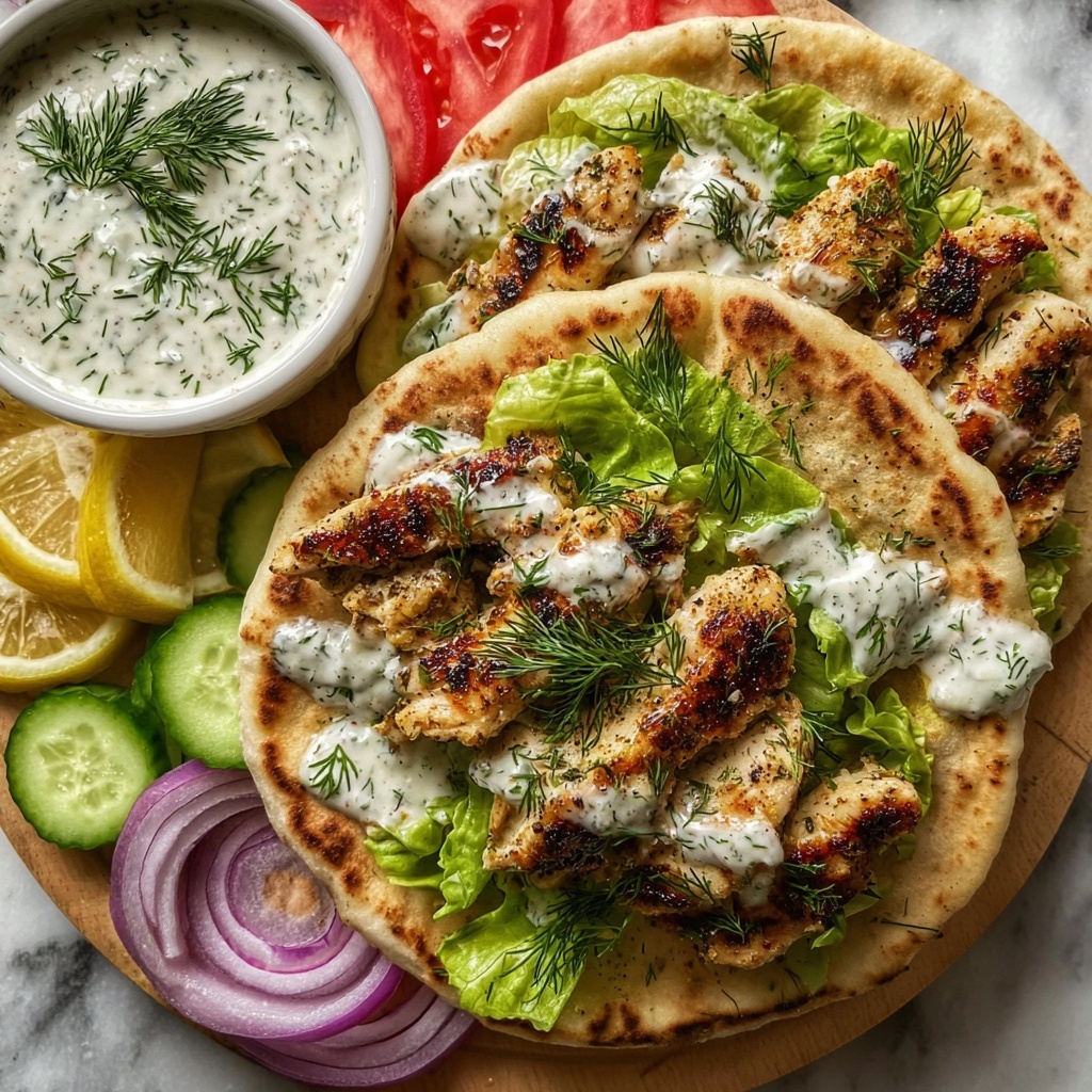Greek Chicken Gyros with Lemon-Herb Marinade and Tzatziki Recipe - Recipe Image