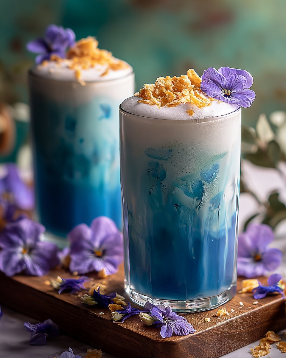 Iced Butterfly Pea Flower Tea Latte Recipe - Recipe Image