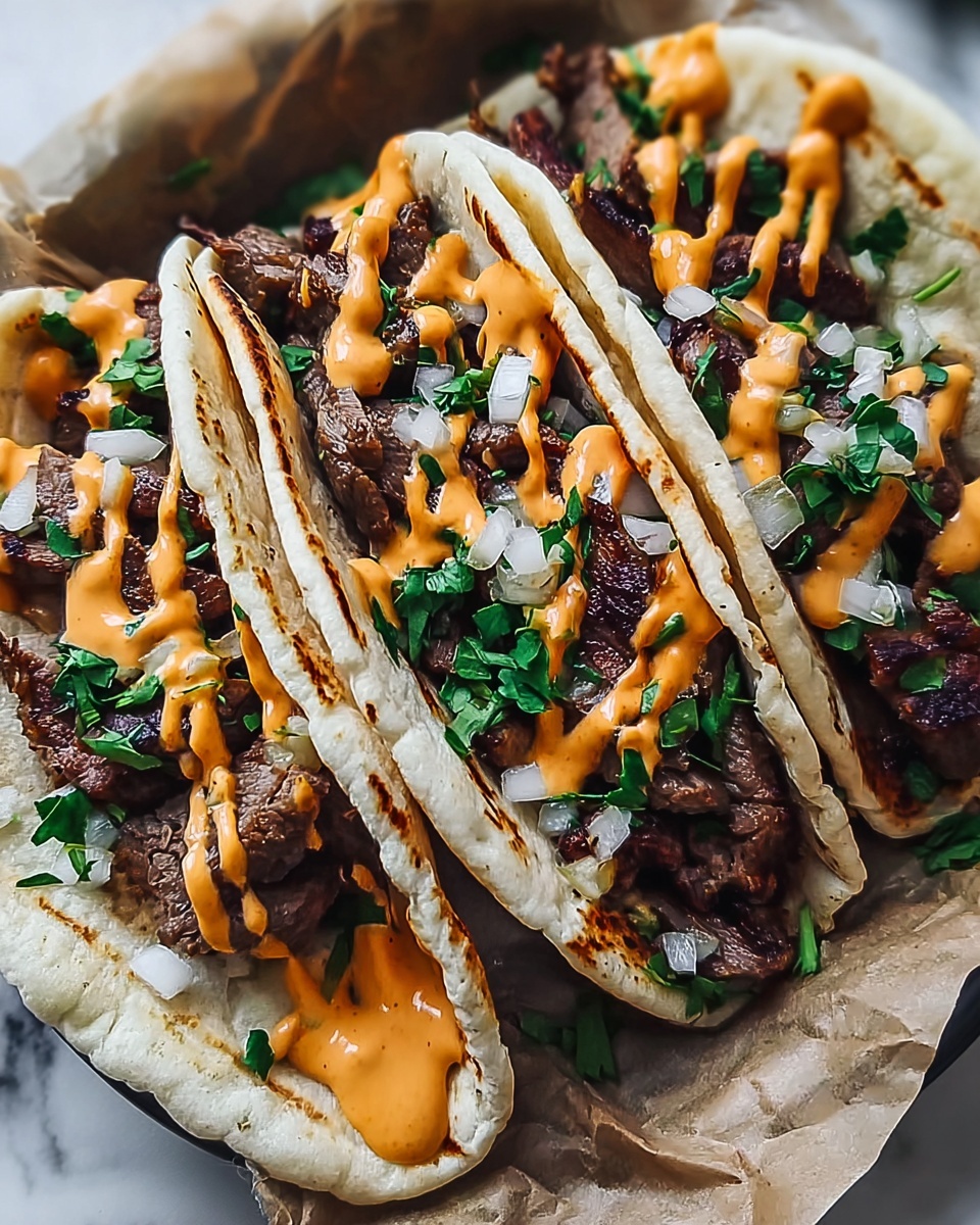 Garlic Butter Honey BBQ Beef Tacos Recipe - Recipe Image