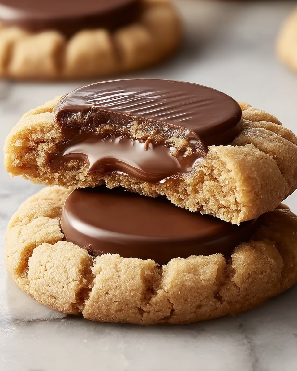 Peanut Butter Cookies Stuffed with Chocolate Cups Bliss Recipe - Recipe Image