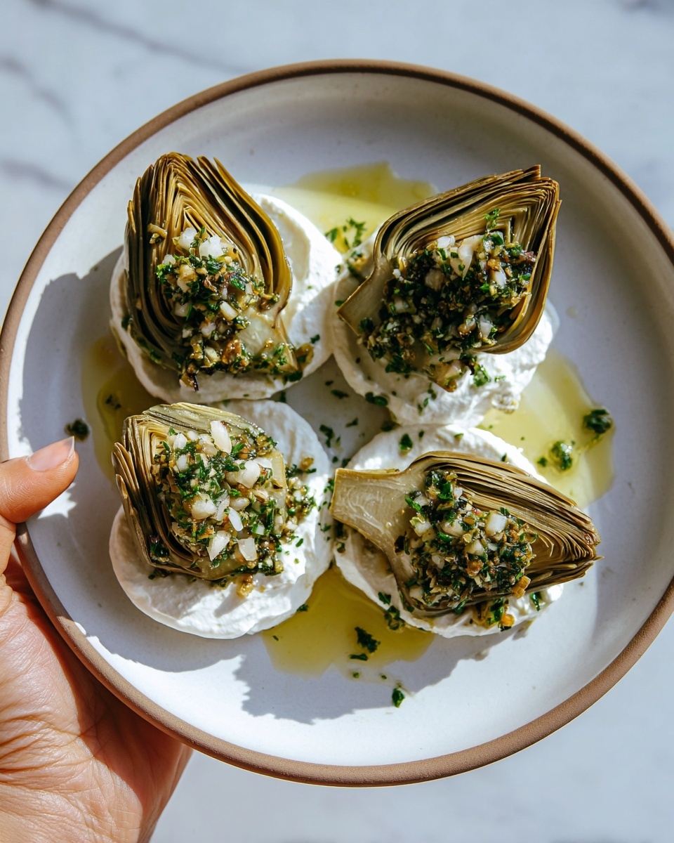 Artichokes on Whipped Ricotta with Herb Gremolata Recipe - Recipe Image