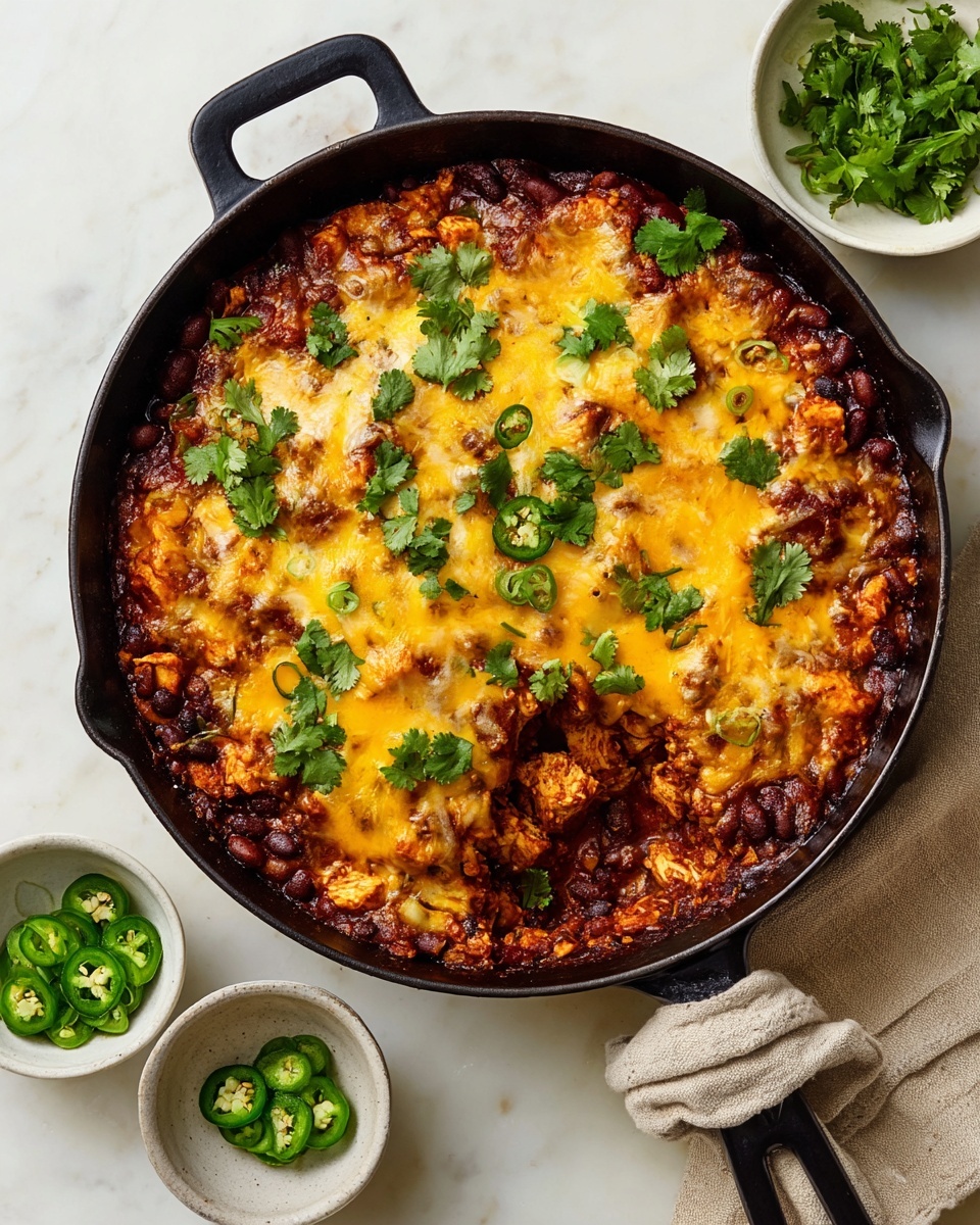 Skillet Chipotle Chicken Enchilada Bake Recipe - Recipe Image