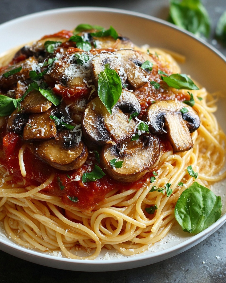 Creamy Roasted Red Pepper Pasta with Mushrooms Recipe - Recipe Image