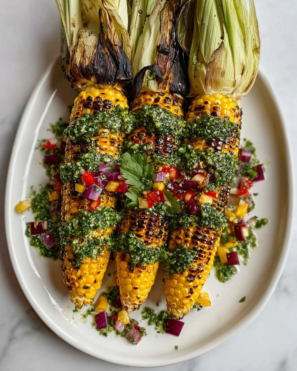 Savory Chimichurri Grilled Corn on the Cob Recipe - Recipe Image