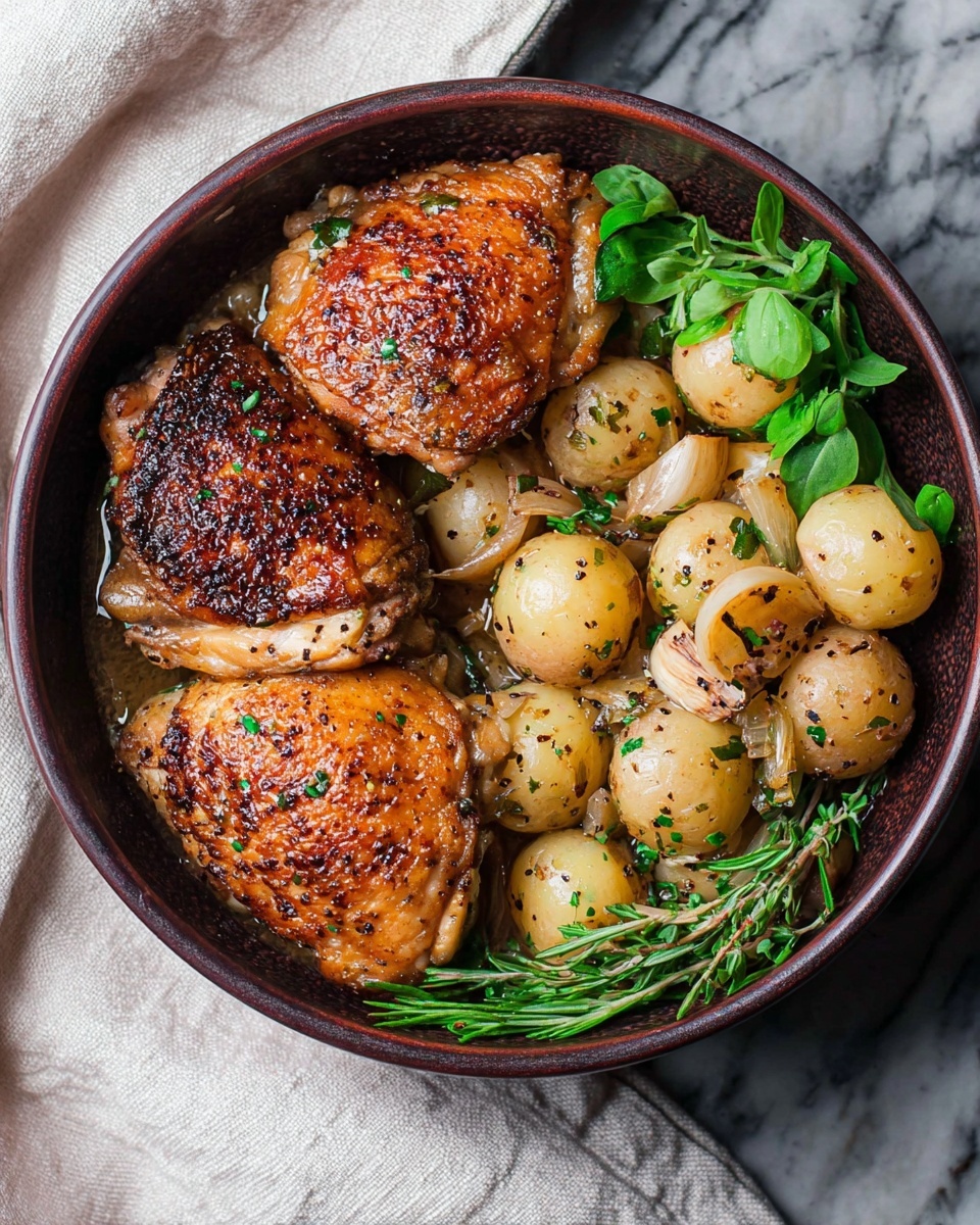 Crispy Lemon Herb Chicken and Potatoes Recipe - Recipe Image