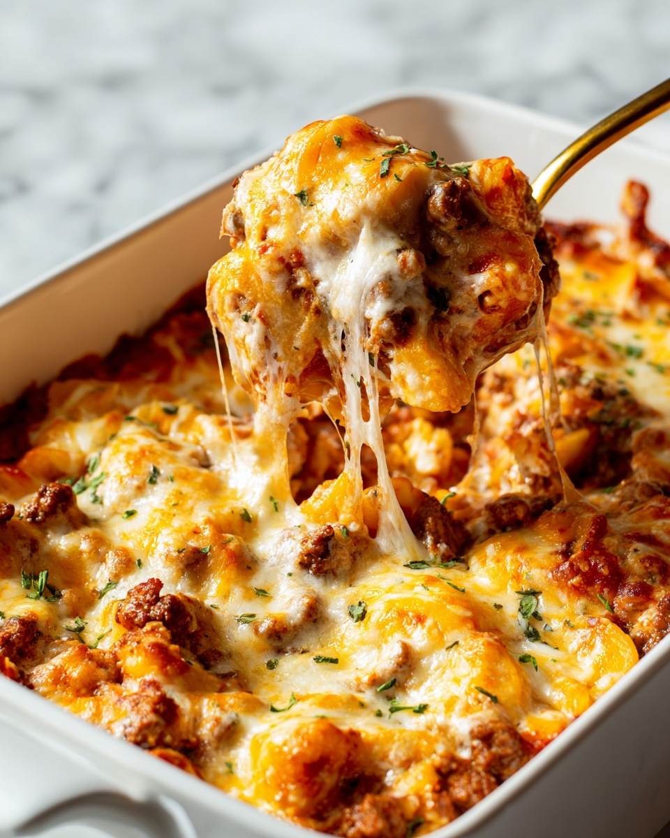 Baked Tortellini with Tomato & Meat Sauce Recipe - Recipe Image