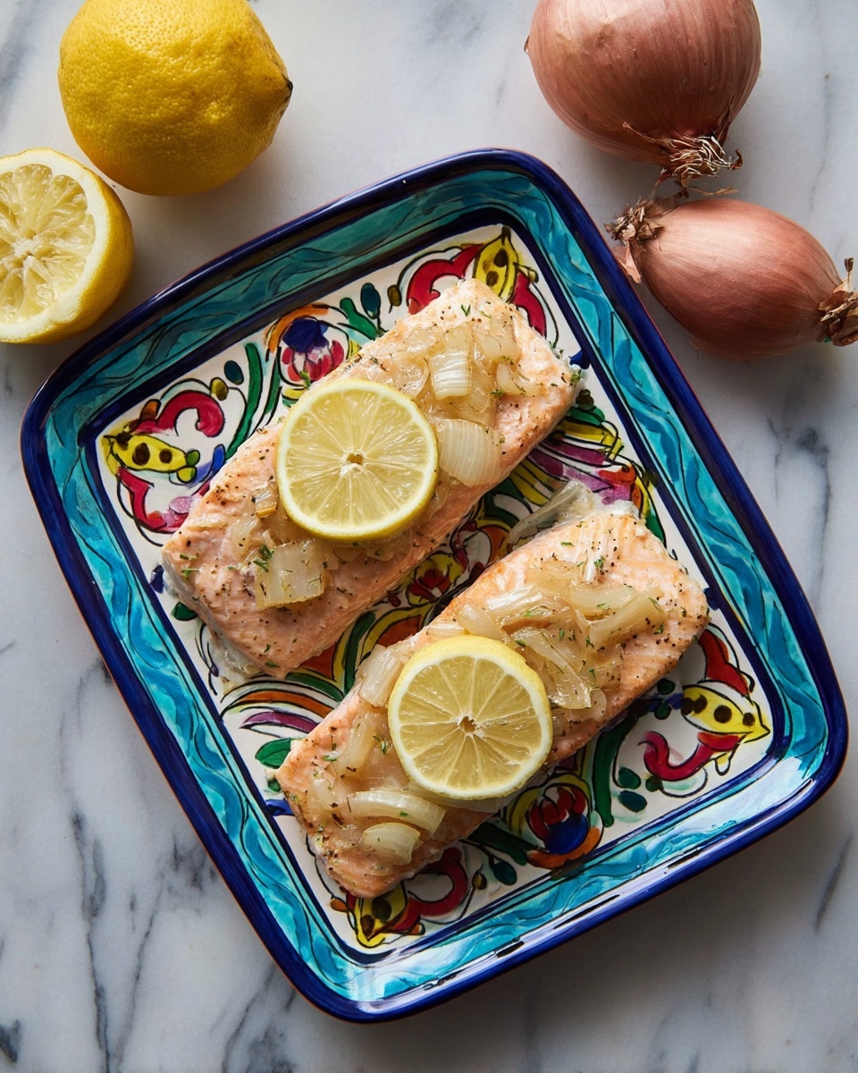 Baked Salmon with Lemon Shallot Butter Sauce Recipe - Recipe Image