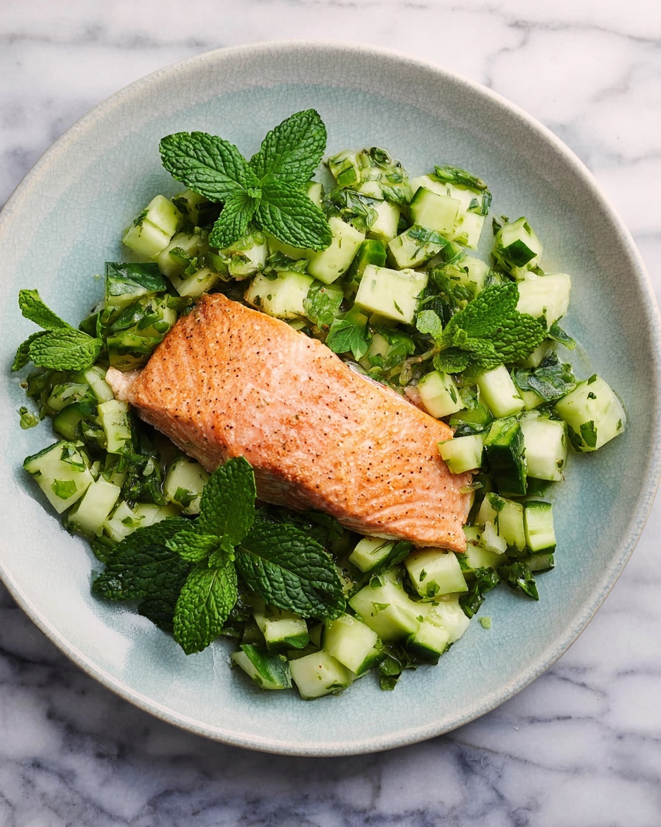 Baked Salmon with Cucumber Mint Salsa Recipe - Recipe Image