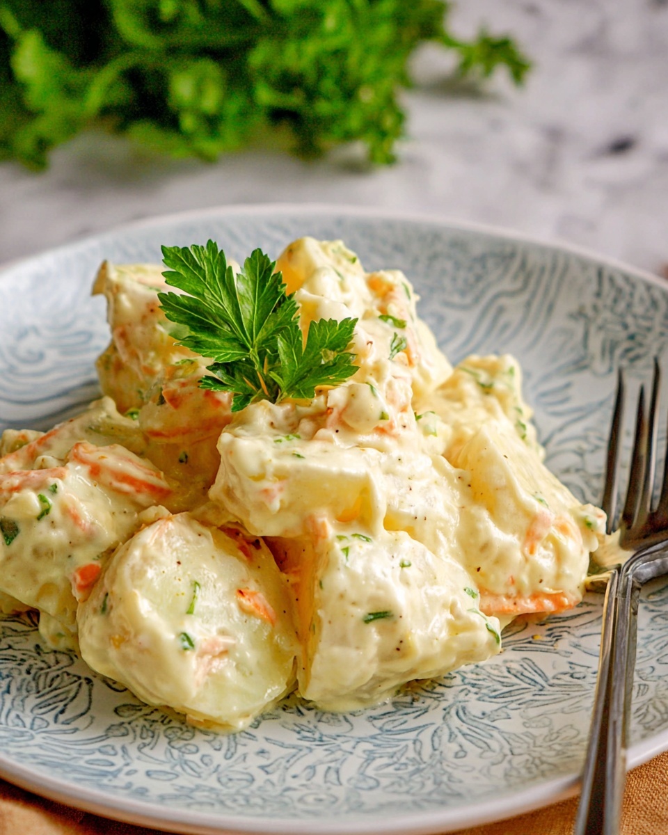 Potatoes in Creamy Alfredo Sauce with Carrot and Onion Infusion Recipe - Recipe Image