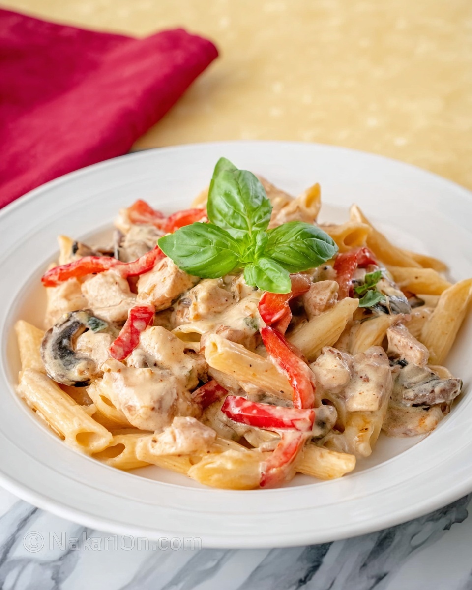 Chicken and Vegetable Penne Alfredo Recipe - Recipe Image
