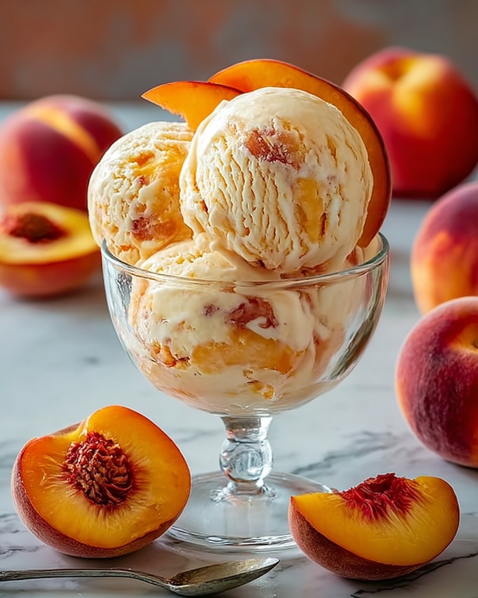 Honey Roasted Peach Frozen Yogurt Recipe - Recipe Image