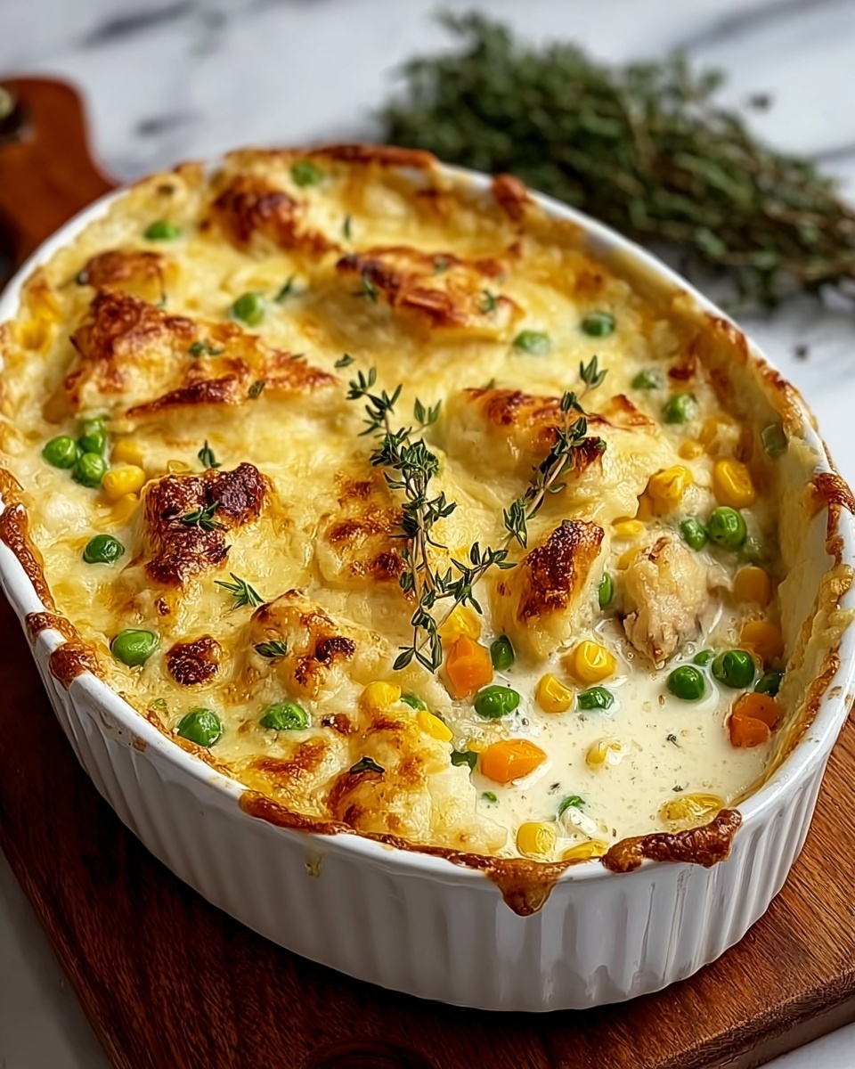 Chicken and Vegetable Cobbler with Fluffy Biscuit Topping Recipe - Recipe Image