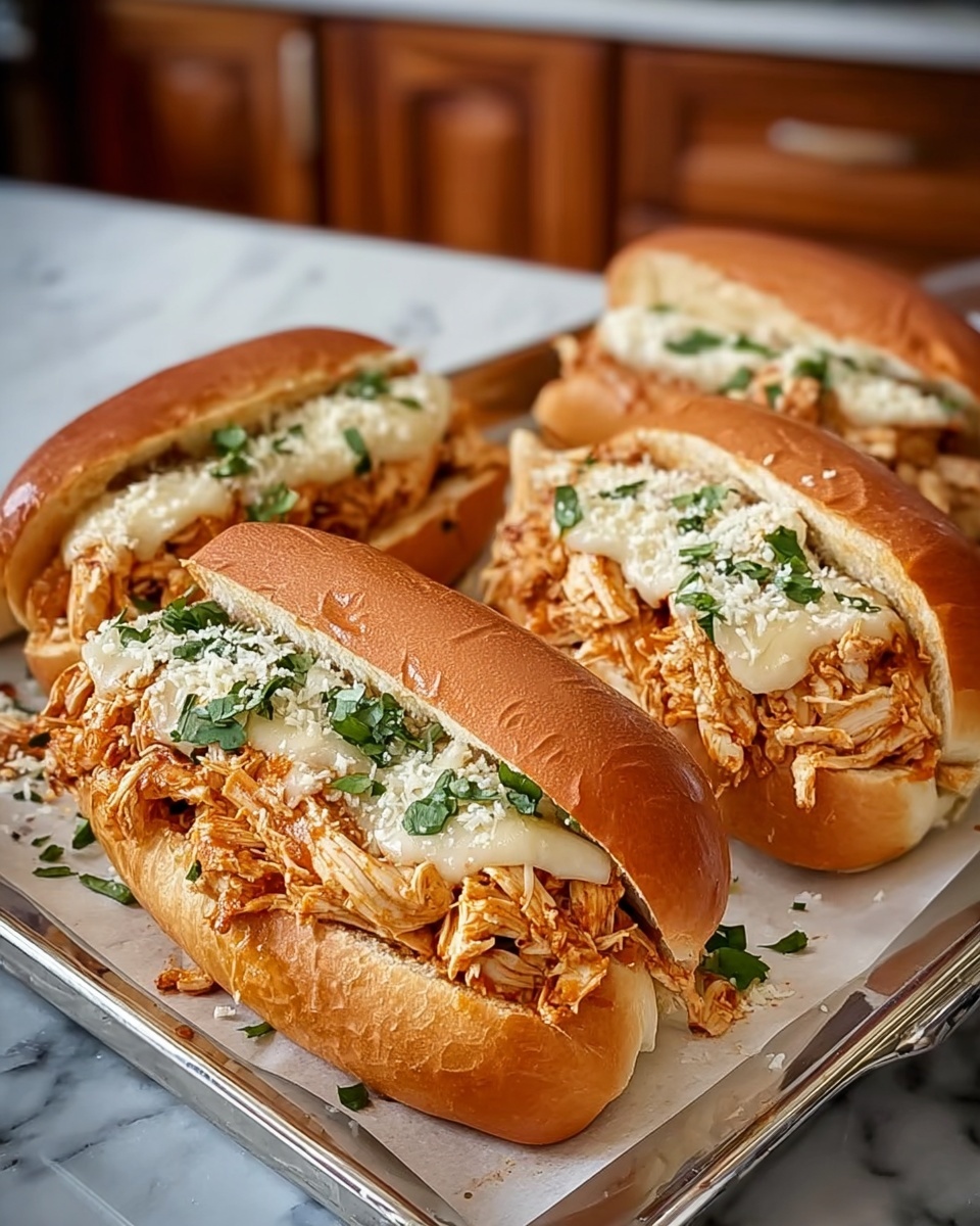 Slow Cooker Parmesan Garlic Chicken Sandwiches Recipe - Recipe Image