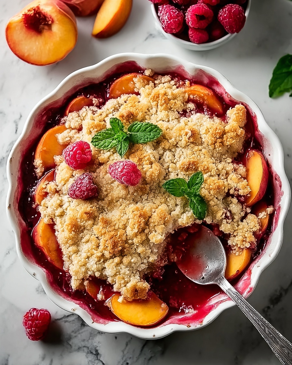 Simple Peach Raspberry Cobbler Recipe - Recipe Image