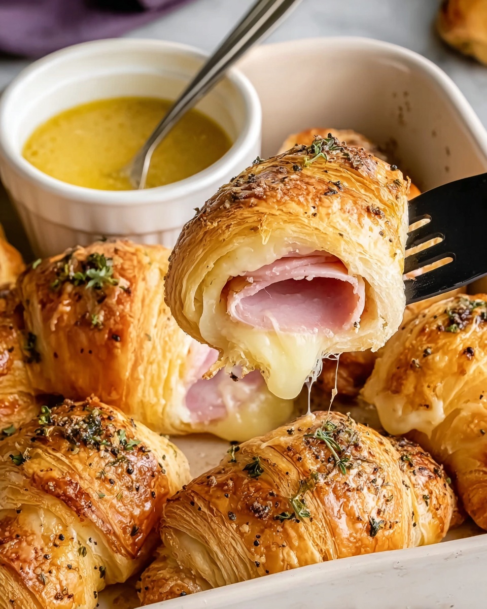 Easy Baked Ham and Cheese Croissants Recipe - Recipe Image