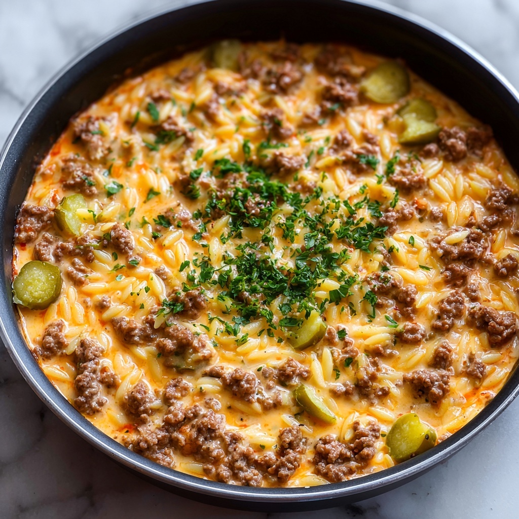 Creamy Ground Turkey and Orzo with Tomato and Spinach Recipe - Recipe Image