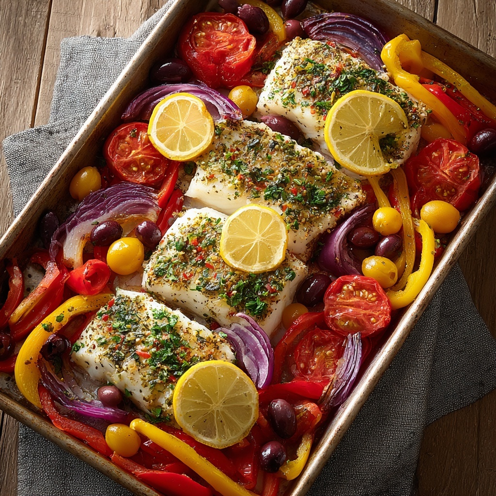 Mediterranean Baked Fish Recipe - Recipe Image