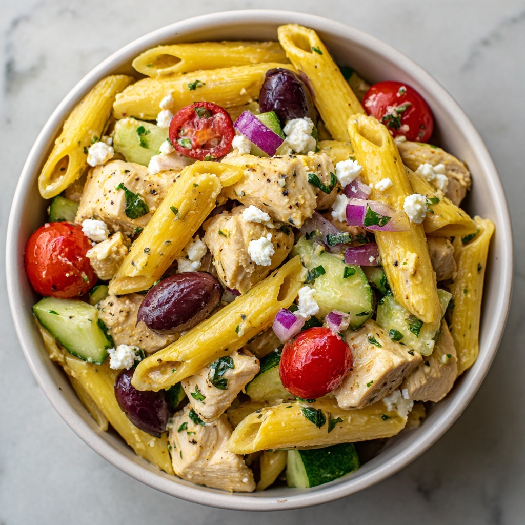 Mediterranean Chicken Pasta Salad Recipe - Recipe Image