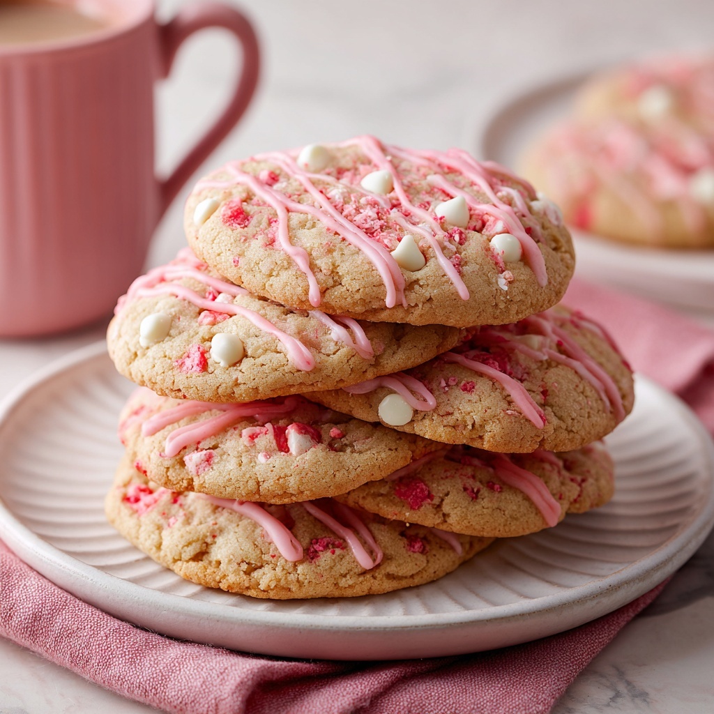 Strawberry Crunch Cookies: Soft, Sweet, and Topped with a Crunchy Pink Glaze Recipe - Recipe Image