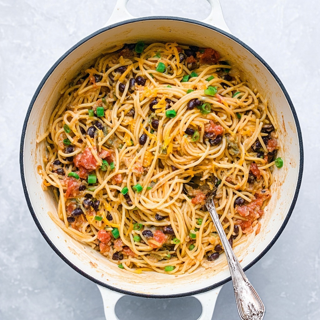 One-Pot Black Bean Taco Spaghetti Recipe - Recipe Image