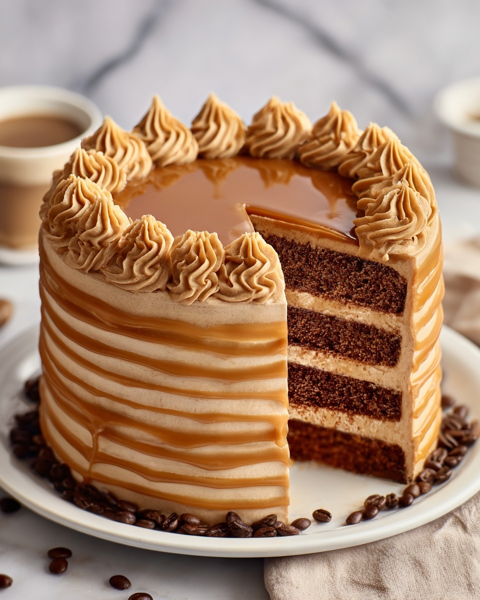 Decadent Caramel Latte Cake with Coffee Buttercream Recipe - Recipe Image