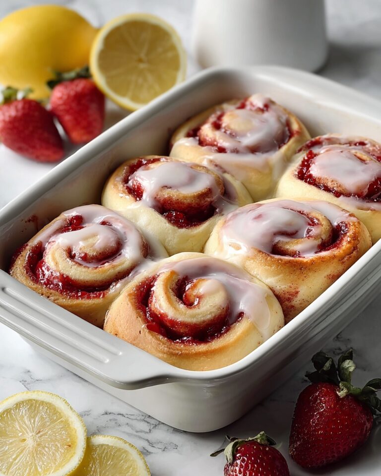 Strawberry Cinnamon Rolls with Lemon Cream Cheese Glaze Recipe