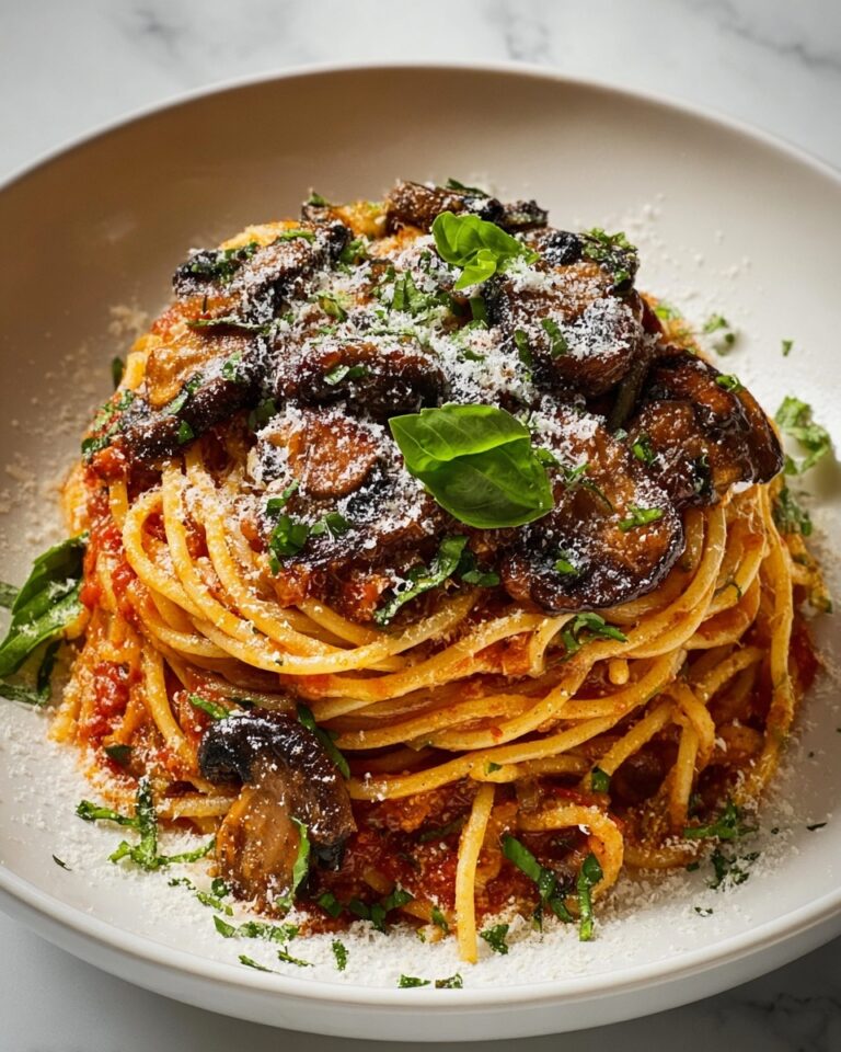 Creamy Roasted Red Pepper Pasta with Mushrooms Recipe