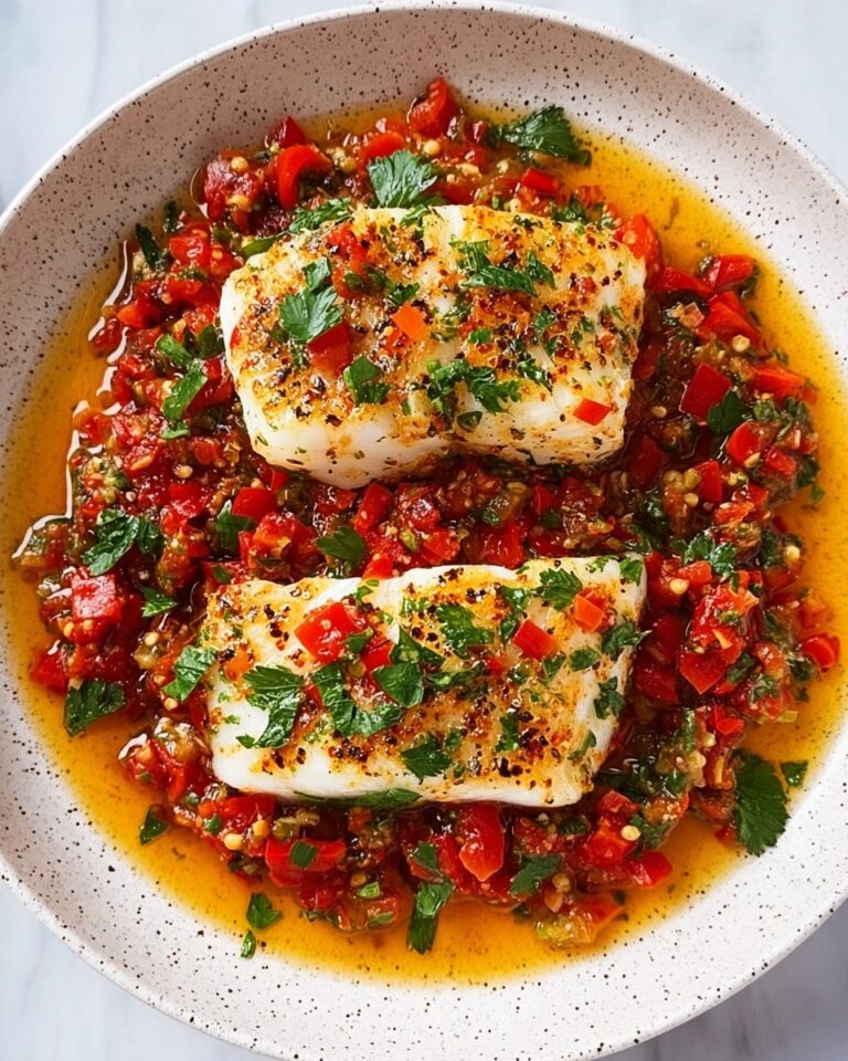 Cod with Fresh Tomato Red Pepper Sauce Recipe