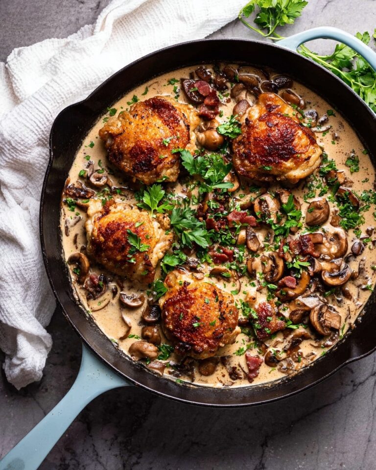 Creamy Bourbon Chicken with Pancetta and Mushrooms Recipe