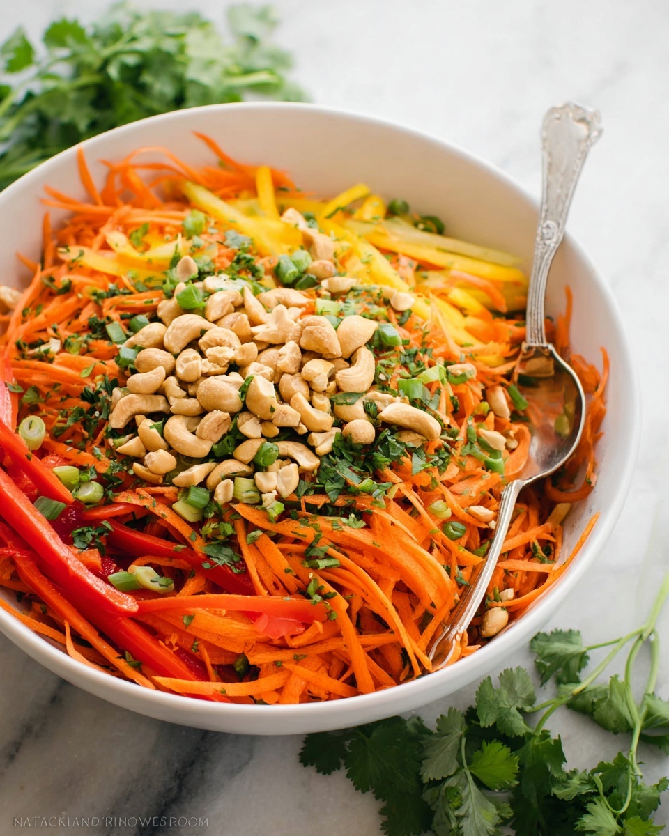 Korean Carrot Salad with Cashews and Vibrant Vegetables Recipe - Recipe Image
