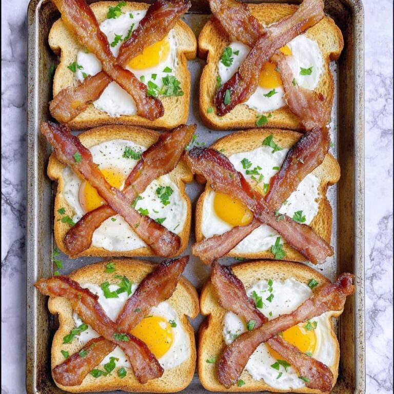 Sheet Pan Egg in a Hole with Bacon and Parmesan Recipe