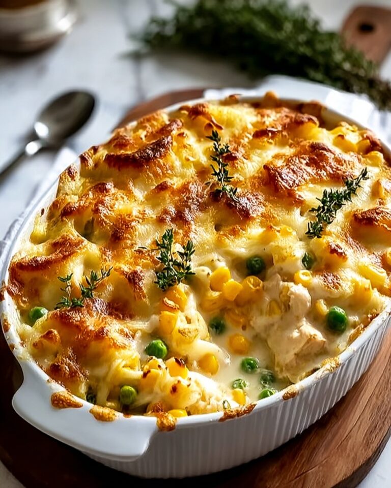 Chicken and Vegetable Cobbler with Fluffy Biscuit Topping Recipe