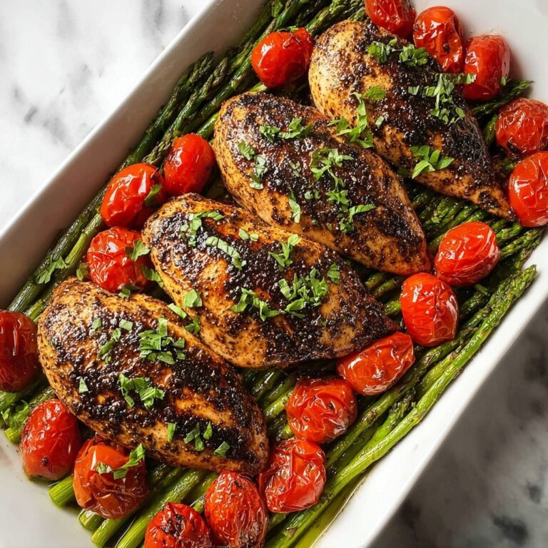 One Pan Balsamic Chicken with Cherry Tomatoes and Asparagus Recipe