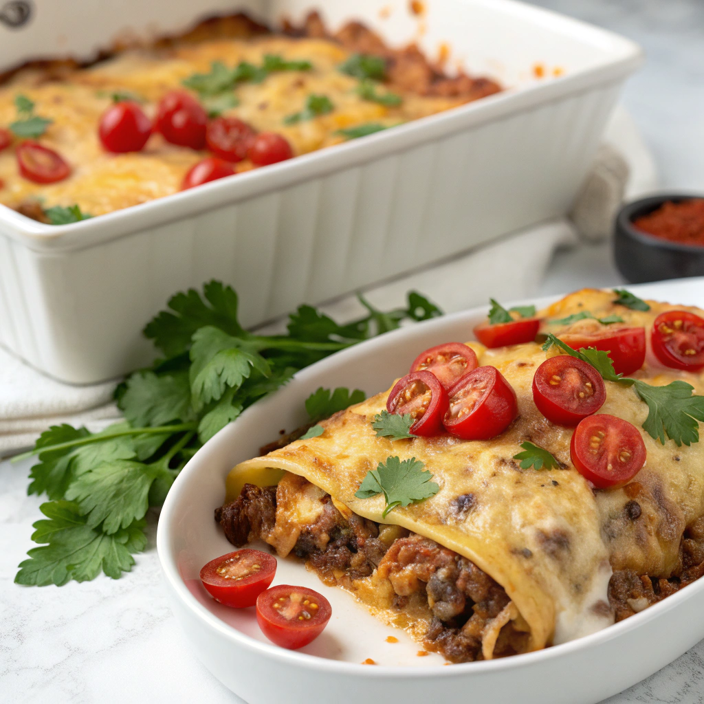 Deliciously Cheesy Enchiladas Bake Recipe - Recipe Image