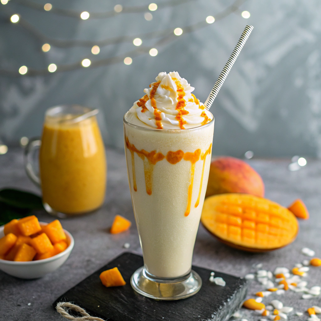 Summer Mango Coconut Float Milkshake Recipe - Recipe Image