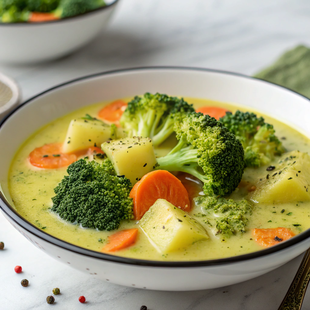 Cheddar Broccoli Potato Soup Recipe - Recipe Image