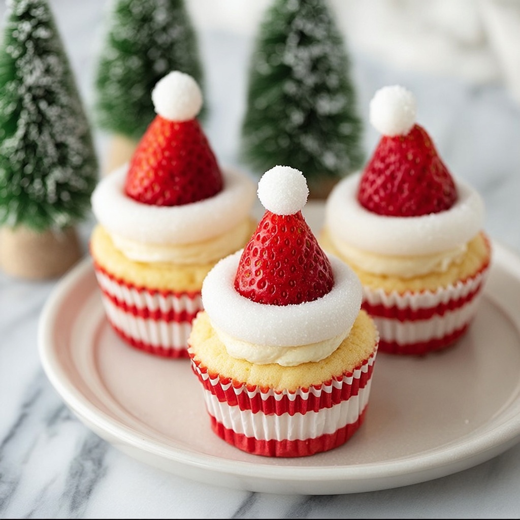Santa Hat Cupcakes Recipe - Recipe Image