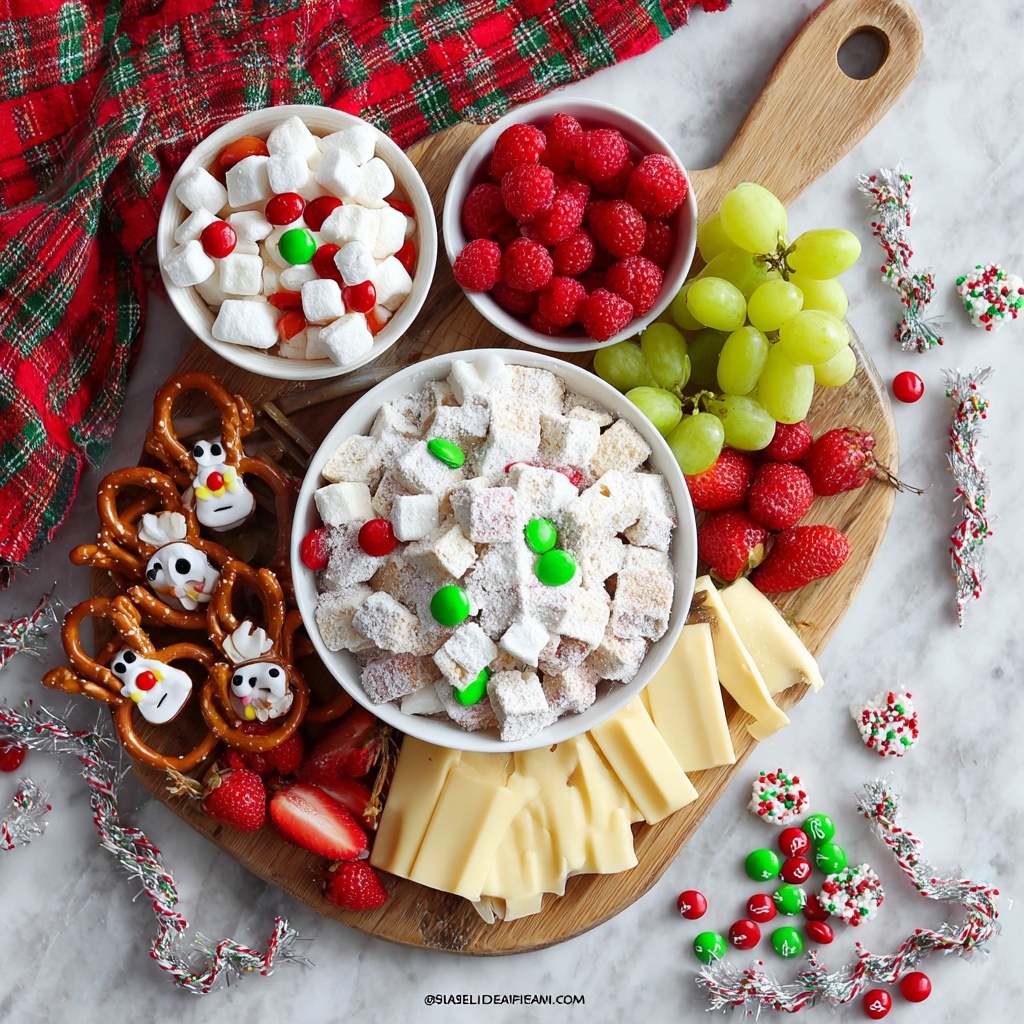 Festive Christmas Snack Board with Cookies, Pretzels, Fruit, and Candy Recipe - Recipe Image